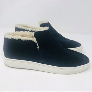 Lucky Lyndyna Black Suede Mid Top Fur lined Slip Ons